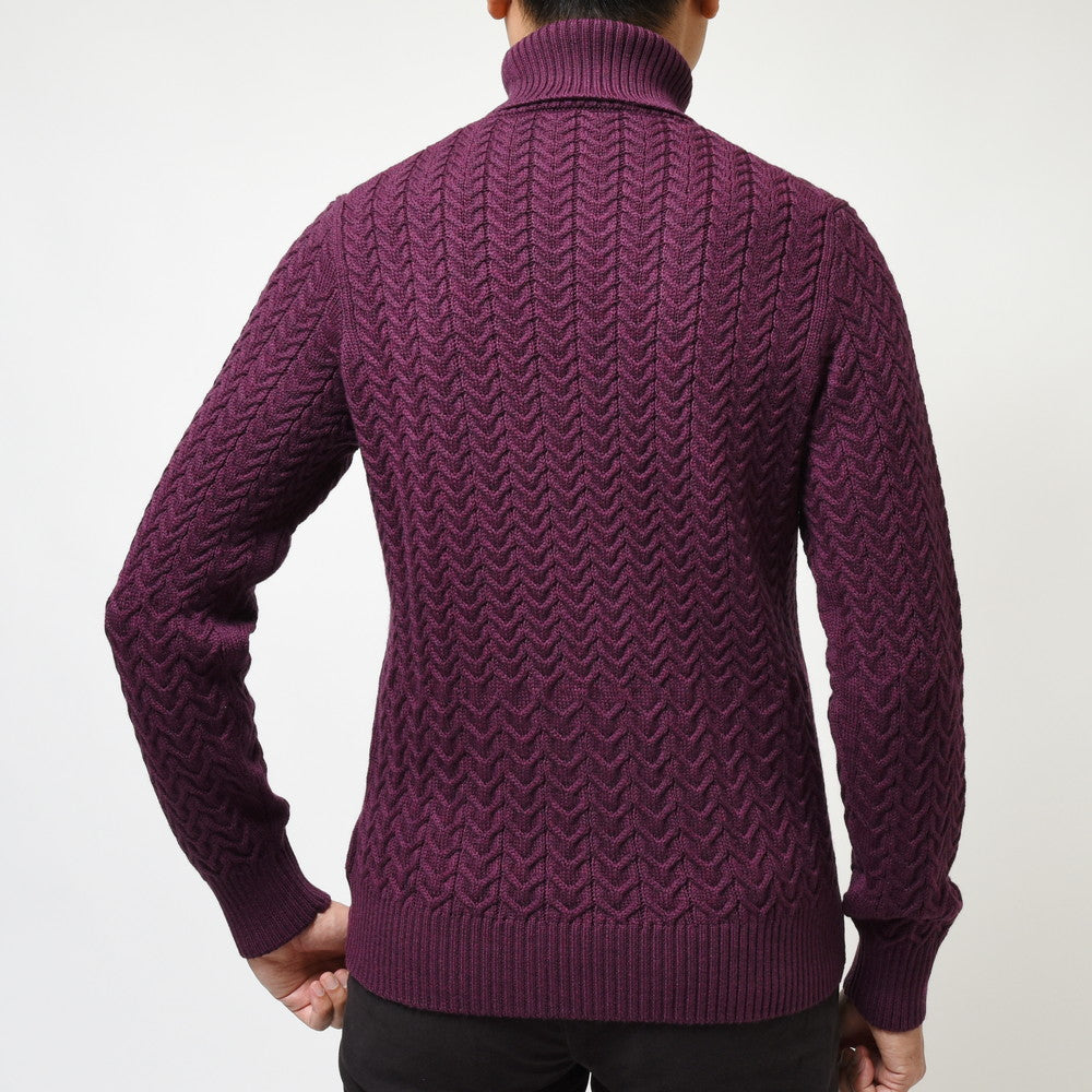 ZANONE（ザノーネ） 7ゲージウールヘリンボーンケーブルタートルネックニット DV/SLIM FIT/812883/ZM298