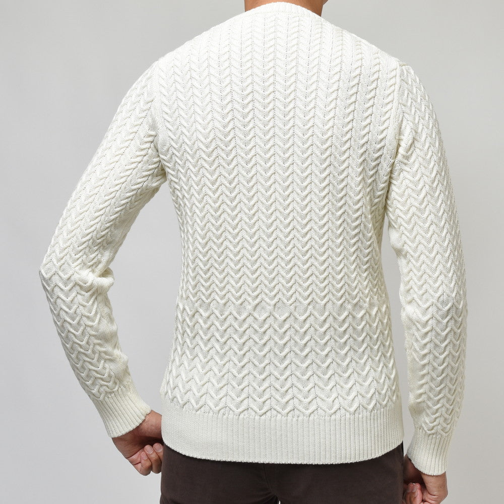 ZANONE（ザノーネ） 7ゲージウールヘリンボーンケーブルクルーネックニット GIRO/SLIM FIT/812882/ZM298