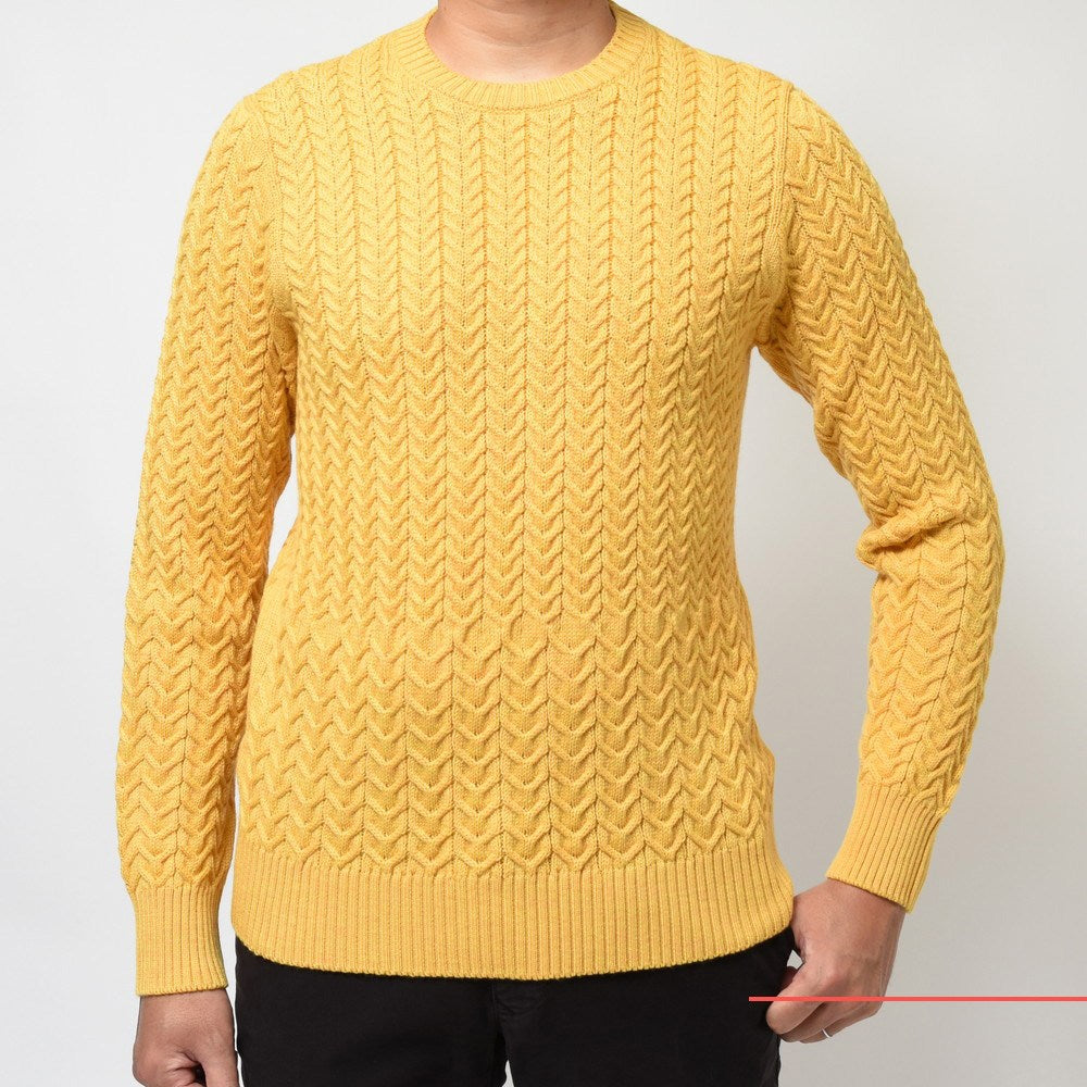 ZANONE（ザノーネ） 7ゲージウールヘリンボーンケーブルクルーネックニット GIRO/SLIM FIT/812882/ZM298
