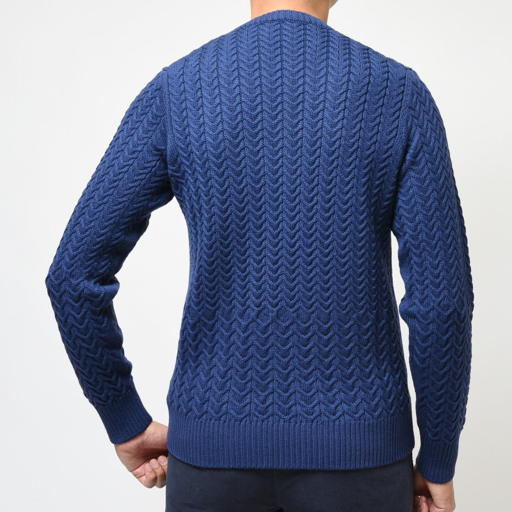 ZANONE（ザノーネ） 7ゲージウールヘリンボーンケーブルクルーネックニット GIRO/SLIM FIT/812882/ZM298