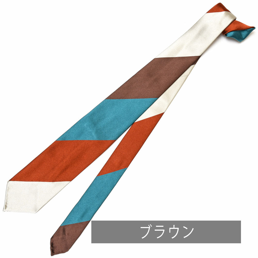 Stefano Cau（ステファノ カウ） シルクサテンブロックストライプスフォデラートタイ M1879SC