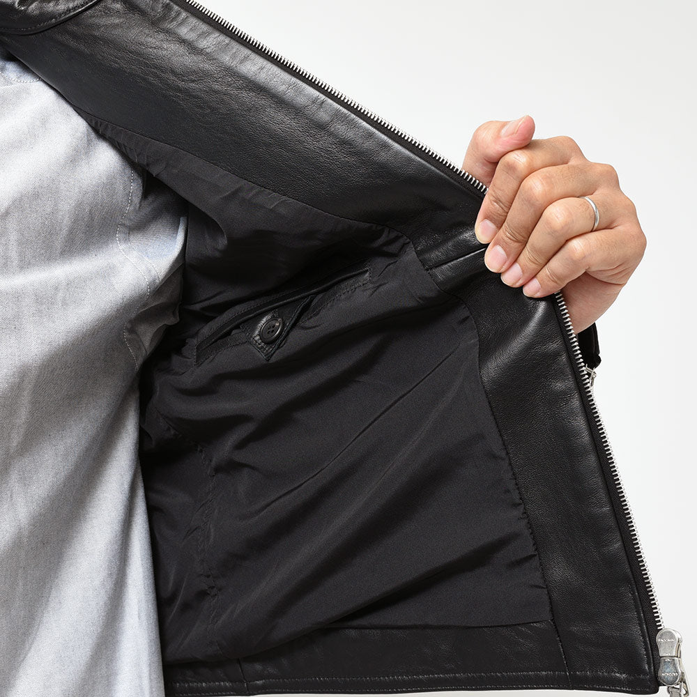 EMMETI エンメティ H UOMO アッカ ウォモ ラムナッパレザー 干場義雅別注 シングルライダース ジャケット