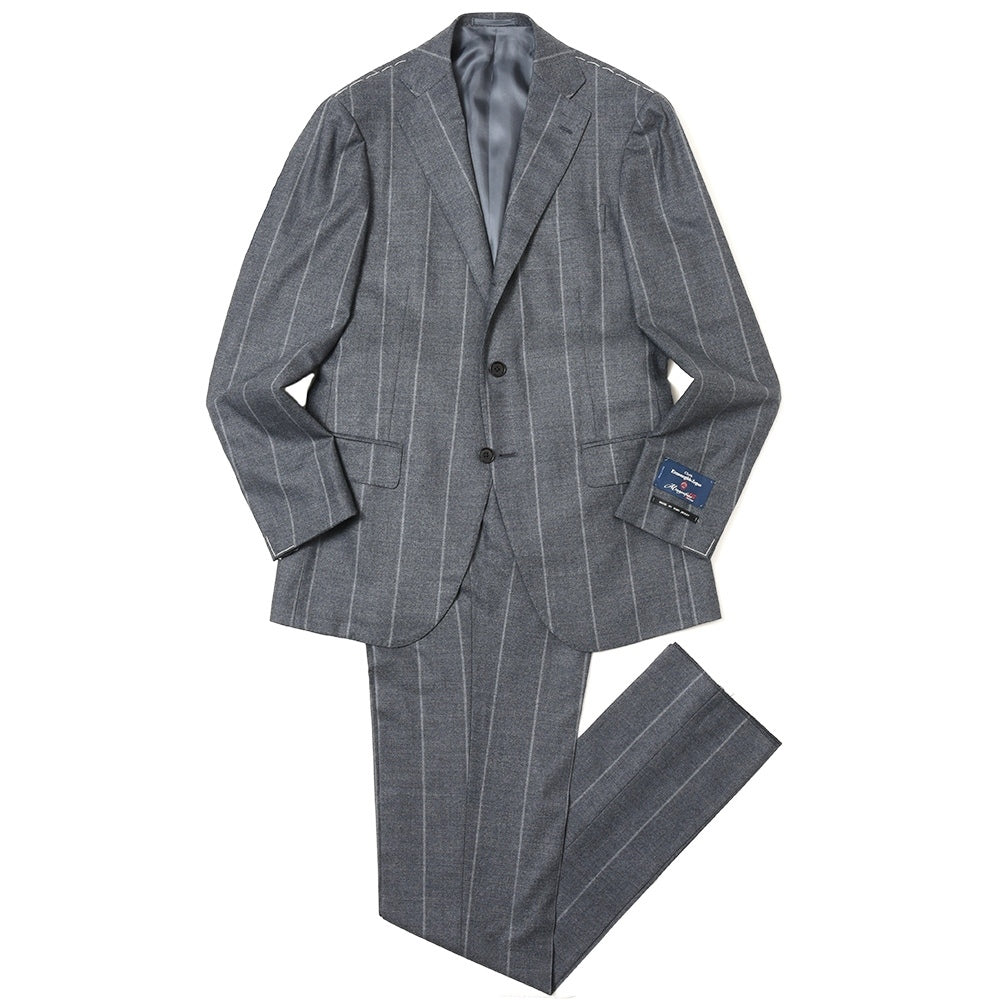 guji（グジ） Magnifico15マニフィコ15 15マイクロンウールチョークストライプ3B1プリーツスーツ(MADE BY RING JACKET / Ermenegildo Zegna