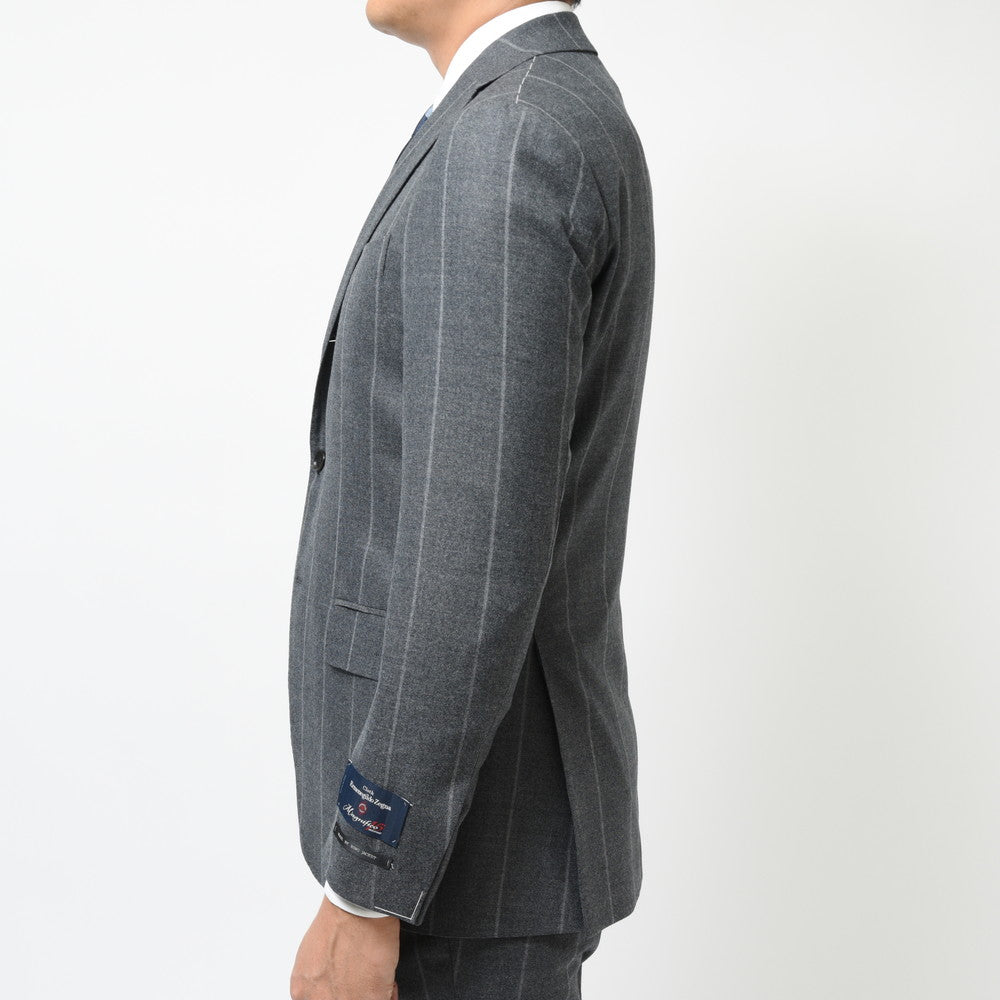 guji（グジ） Magnifico15マニフィコ15 15マイクロンウールチョークストライプ3B1プリーツスーツ(MADE BY RING JACKET / Ermenegildo Zegna