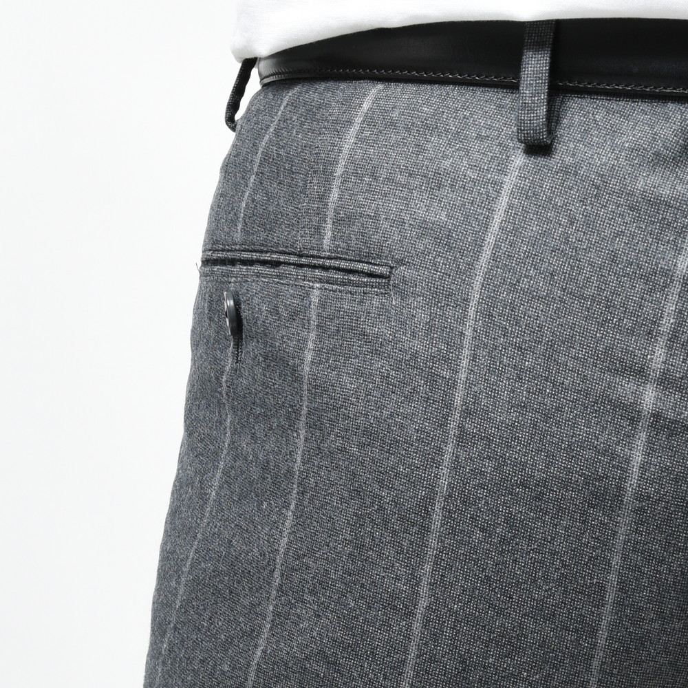 guji（グジ） Magnifico15マニフィコ15 15マイクロンウールチョークストライプ3B1プリーツスーツ(MADE BY RING JACKET / Ermenegildo Zegna