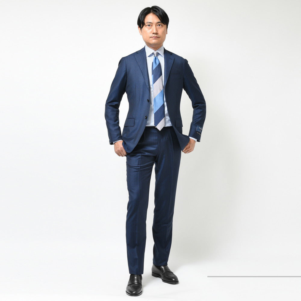guji（グジ） TROFEOトロフェオ ウールチョークストライプ3B1プリーツスーツ(MADE BY RING JACKET / Ermenegildo Zegnaファブリック使用) 秋/冬