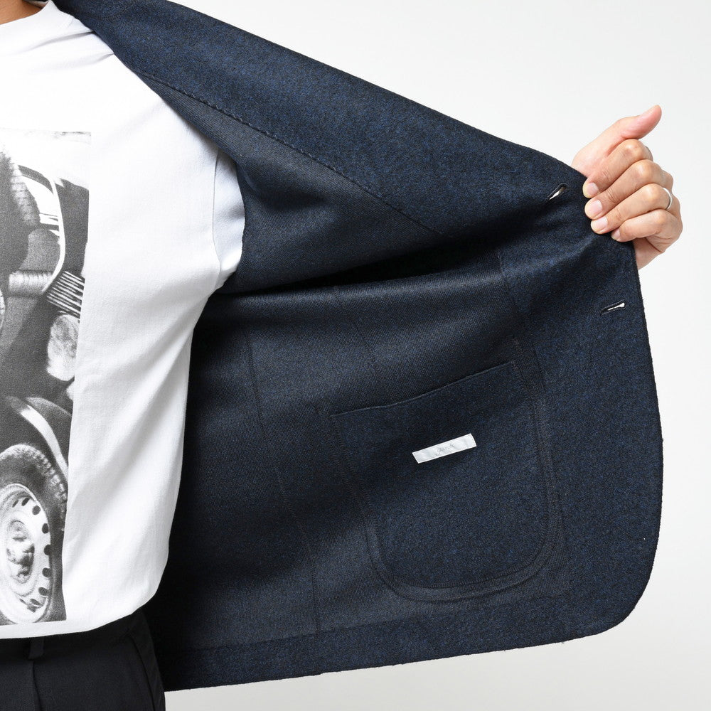 garoh（ガロウ） garoh jacket02 ポリエステルアクリルウールメランジスライバーニット2Bジャケット