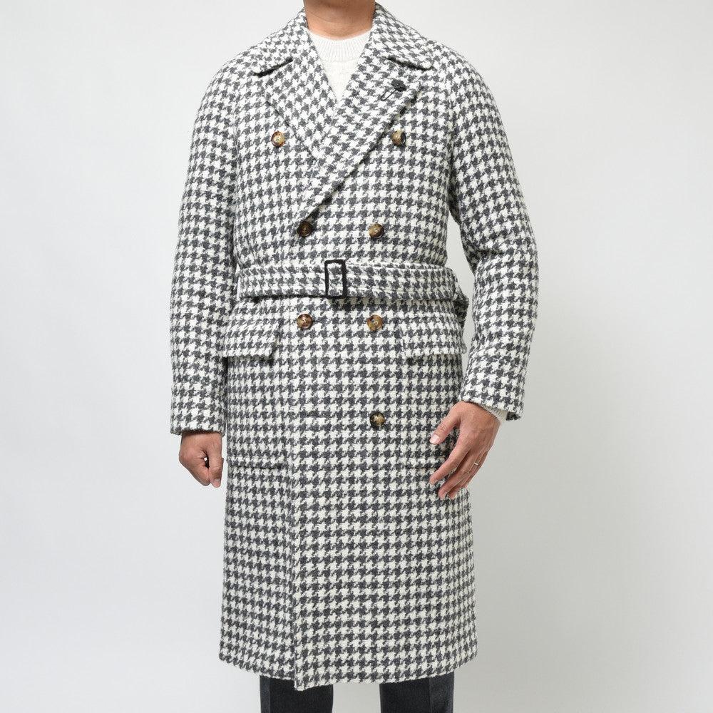 LARDINI（ラルディーニ） RETROレトロ ブークレライトツィードハウンドトゥースダブルブレストポロコートJY23005/ITC61604