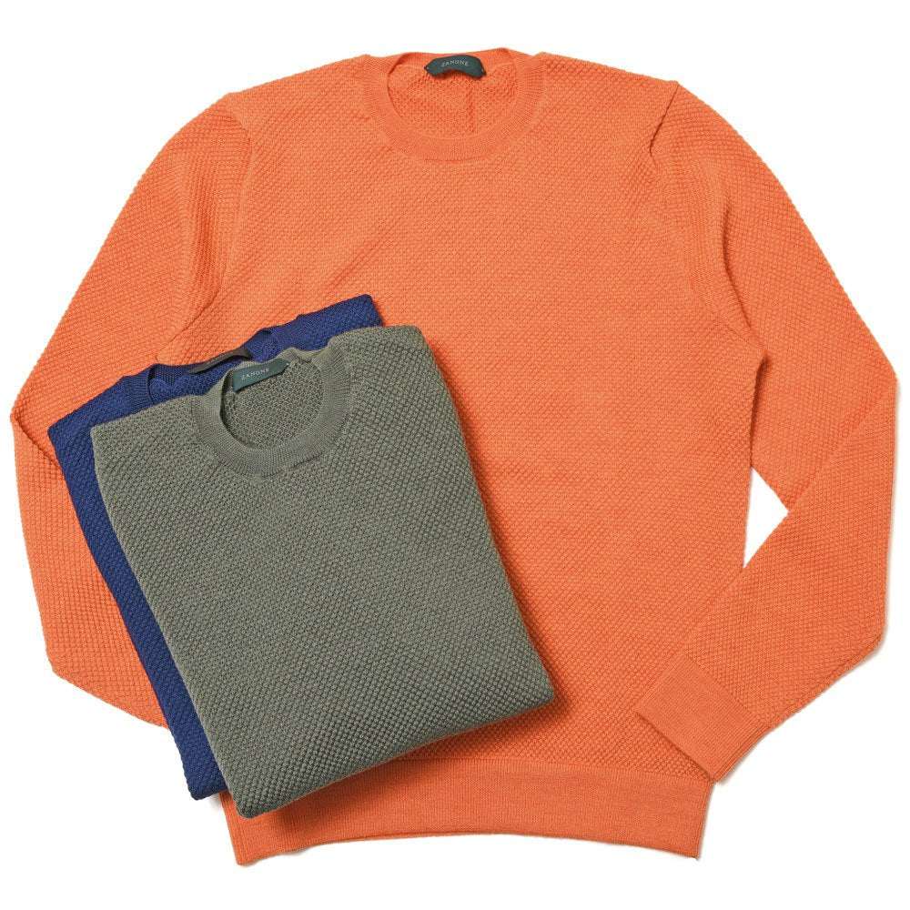 ZANONE（ザノーネ） ワッフルウールクルーネックニット GIRO/SLIM FIT/812510/ZN204/472-85424(M)