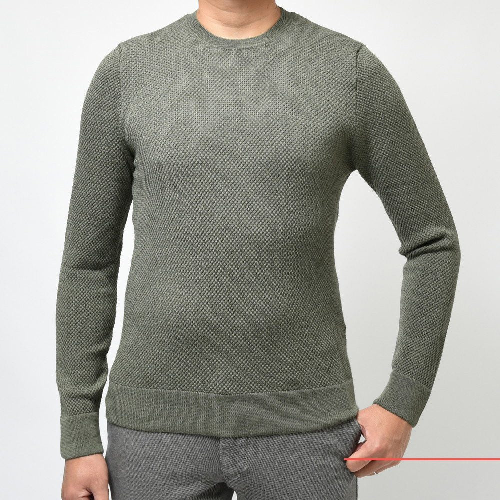 ZANONE（ザノーネ） ワッフルウールクルーネックニット GIRO/SLIM FIT/812510/ZN204/472-85424(M)