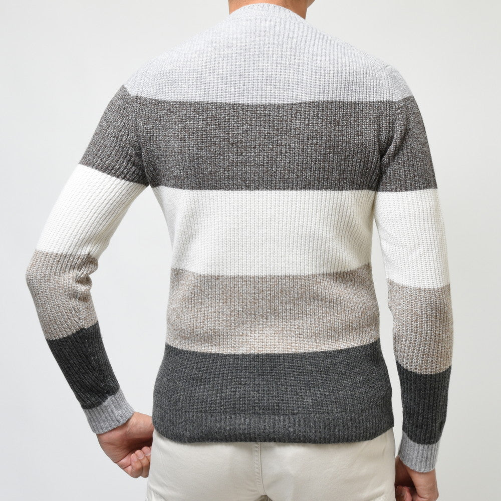 ZANONE（ザノーネ） ミドルゲージウールワイドボーダークルーネックニット GIRO/SLIM FIT/813110/ZN210/472-85436(M)
