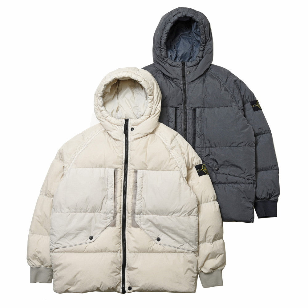 STONE ISLAND(ストーンアイランド) ガーメントダイナイロンレップスフーデッドダウンジャケット 79-154-07-23