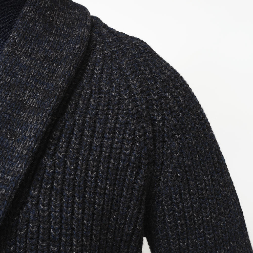 Settefili Cashmere セッテフィーリ カシミア ウール カシミヤ リブ ショールカラー ダブル6Bニットカーディガン