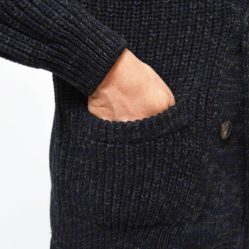 Settefili Cashmere セッテフィーリ カシミア ウール カシミヤ リブ ショールカラー ダブル6Bニットカーディガン