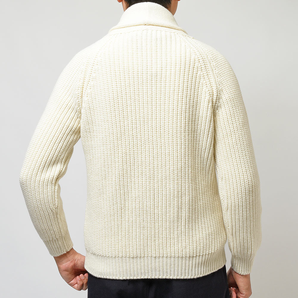 Settefili Cashmere セッテフィーリ カシミア ウール カシミヤ リブ ショールカラー ダブル6Bニットカーディガン