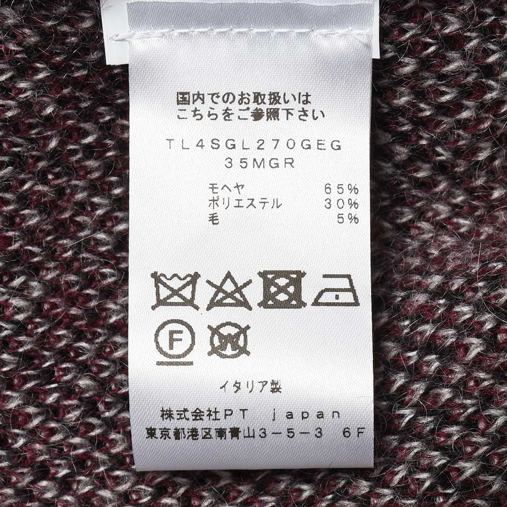 PT TORINO ピーティー トリノ モヘヤ ポリエステル ウール ボーダー クルーネック シャギーニット
