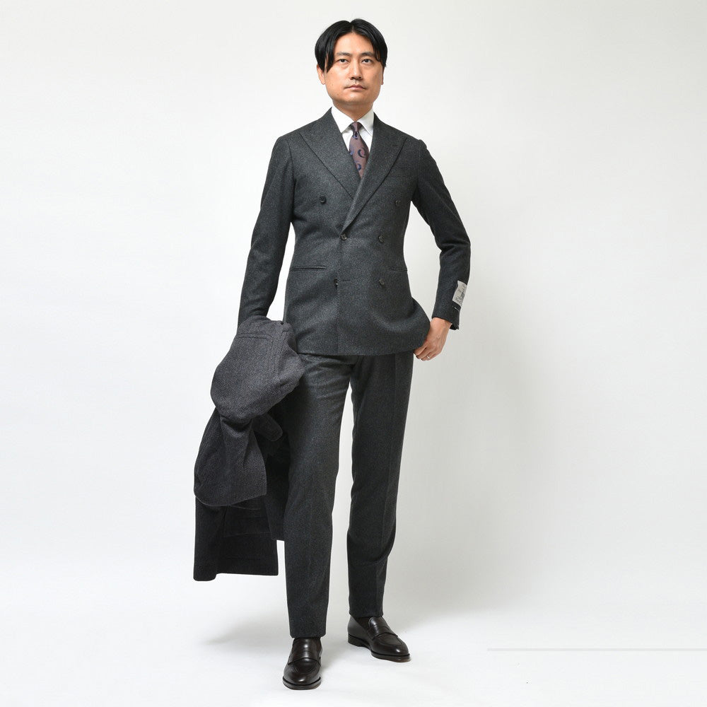 guji（グジ） ウールフランネル6B1プリーツダブルスーツ(MADE BY RING JACKET / FOX Brothersファブリック使用) 【秋/冬】