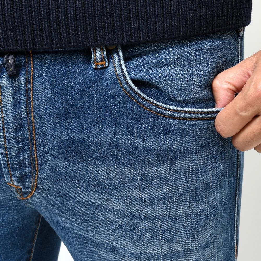 INCOTEX BLUE DIVISION（インコテックス ブルーディヴィジョン） Slim Fit ヴィンテージウォッシュスリムテーパードストレッチデニム 407-81573