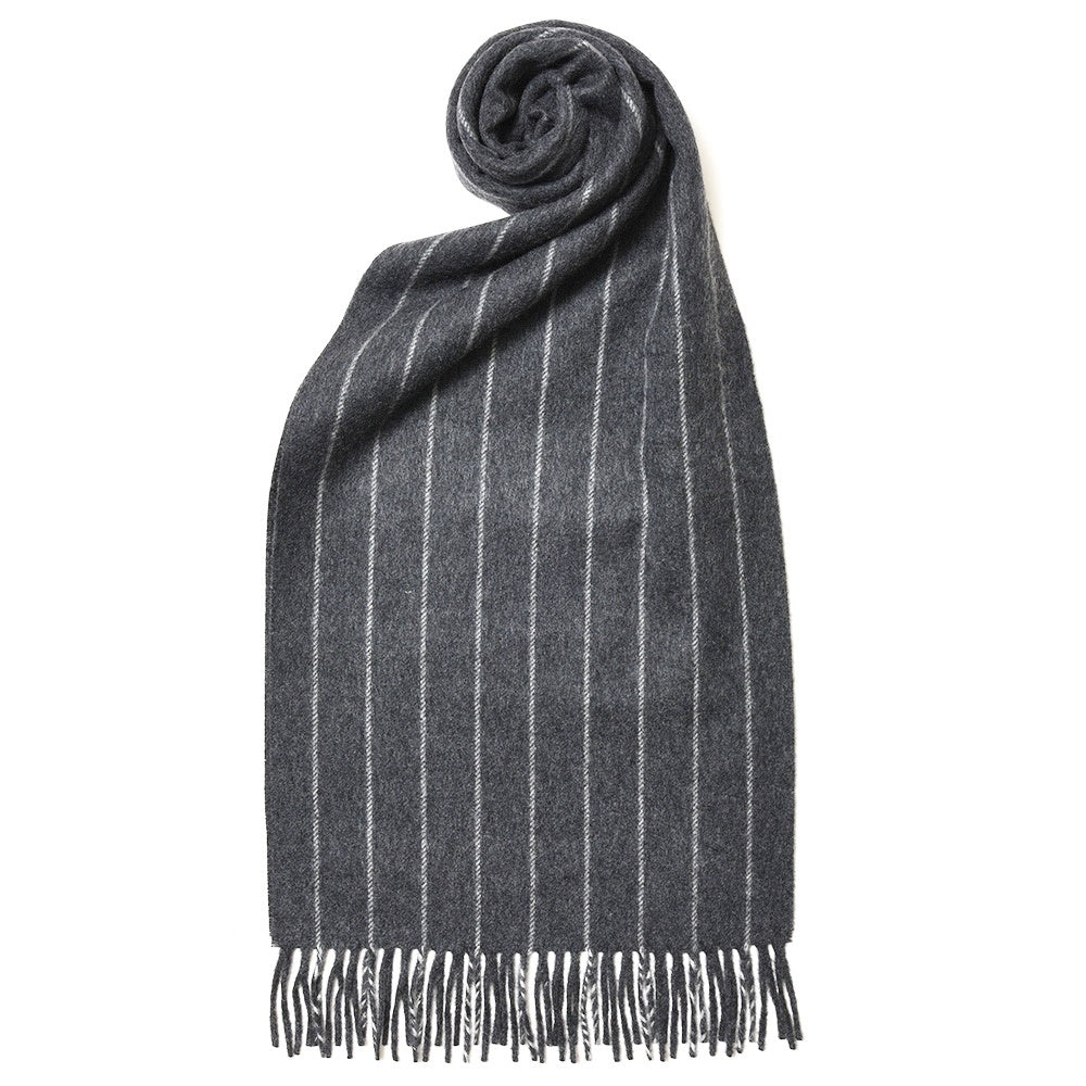 Joshua Ellis（ジョシュア エリス） カシミアチョークストライプマフラー CHALK STRIPE