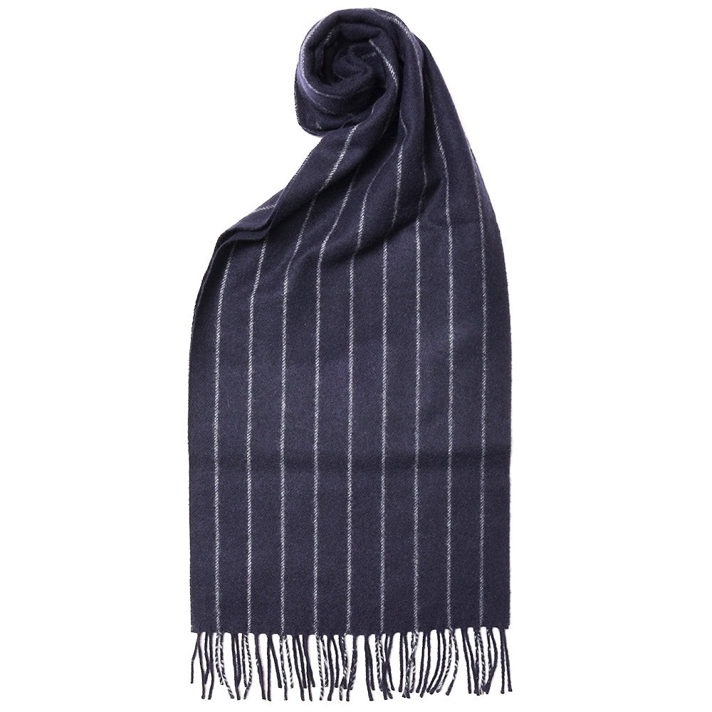 Joshua Ellis（ジョシュア エリス） カシミアチョークストライプマフラー CHALK STRIPE
