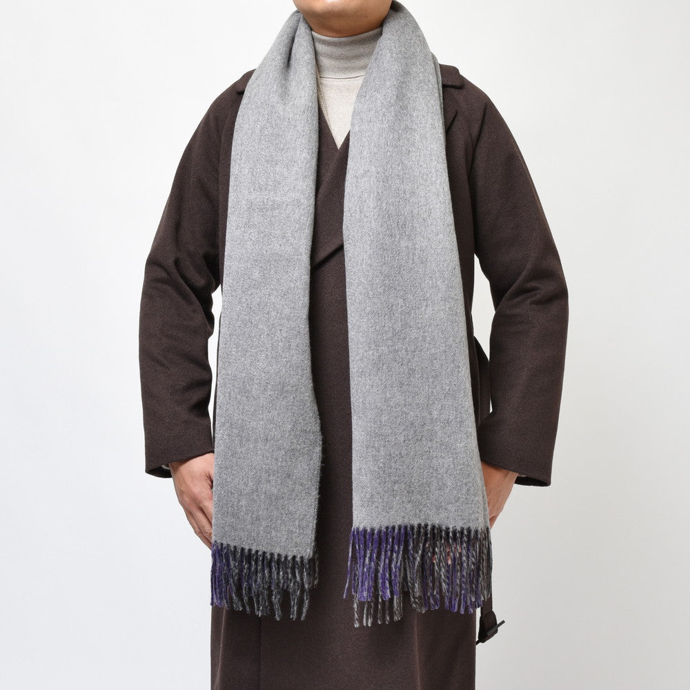 Joshua Ellis（ジョシュア エリス） カシミアチェック×ソリッドダブルフェイス大判ストール D Face Check×Plain