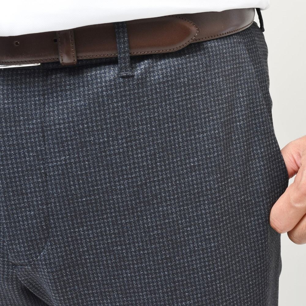 INCOTEX（インコテックス） SLIM FIT ウォッシャブルテクノウールジャージハウンドトゥーステーパードシャーリングパンツ 470-81560