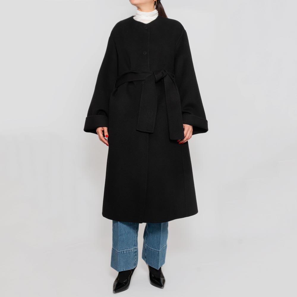 manzoni24(マンゾーニ)<BR>23M1204/DB1 ウールカシミア ノーカラーコート