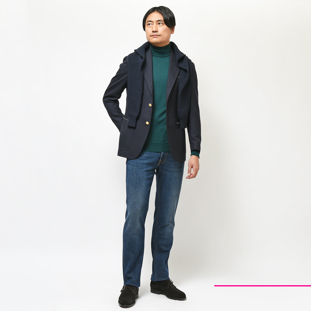 TITO ALLEGRETTO ティト アレグレット ヴァージンウール ホップサック ゴールドメタルボタン シングル3Bジャケット