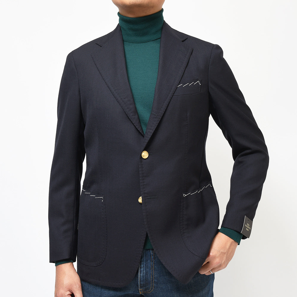 TITO ALLEGRETTO ティト アレグレット ヴァージンウール ホップサック ゴールドメタルボタン シングル3Bジャケット