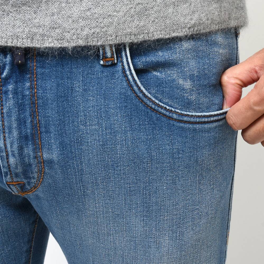 INCOTEX BLUE DIVISION（インコテックス ブルーディヴィジョン） Slim Fit ヴィンテージウォッシュスリムテーパードストレッチデニム 407-81574