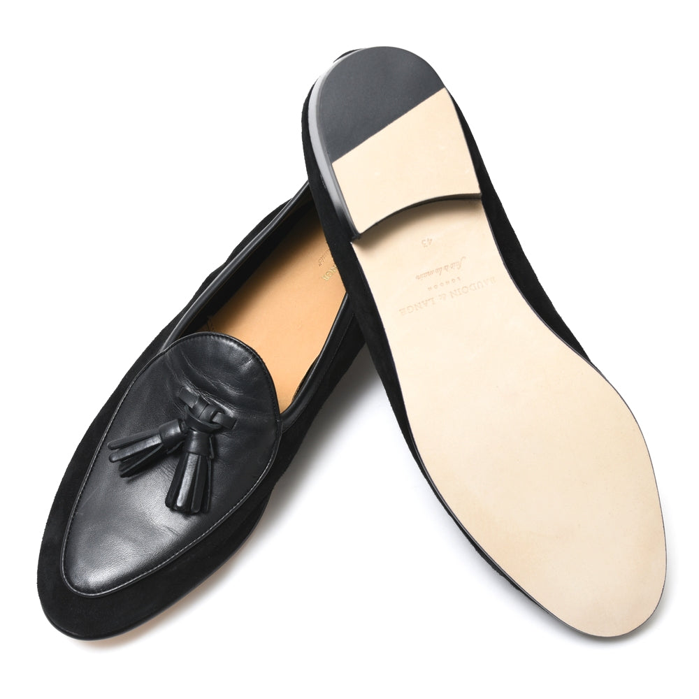 BAUDOIN & LANGE（ボードイン アンド ランジ） ラムスエード×カーフレザータッセルベルジャンシューズ SAGAN CLASSIC TASSELS/89505