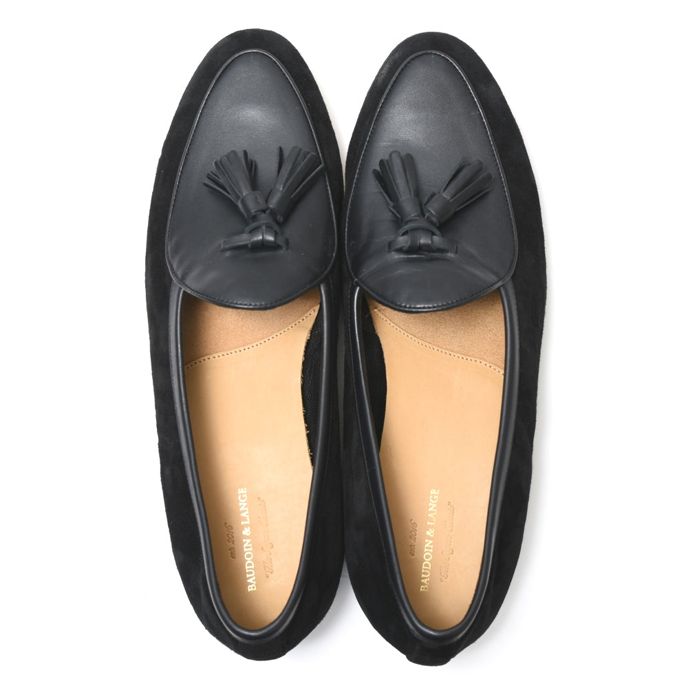 BAUDOIN & LANGE（ボードイン アンド ランジ） ラムスエード×カーフレザータッセルベルジャンシューズ SAGAN CLASSIC TASSELS/89505