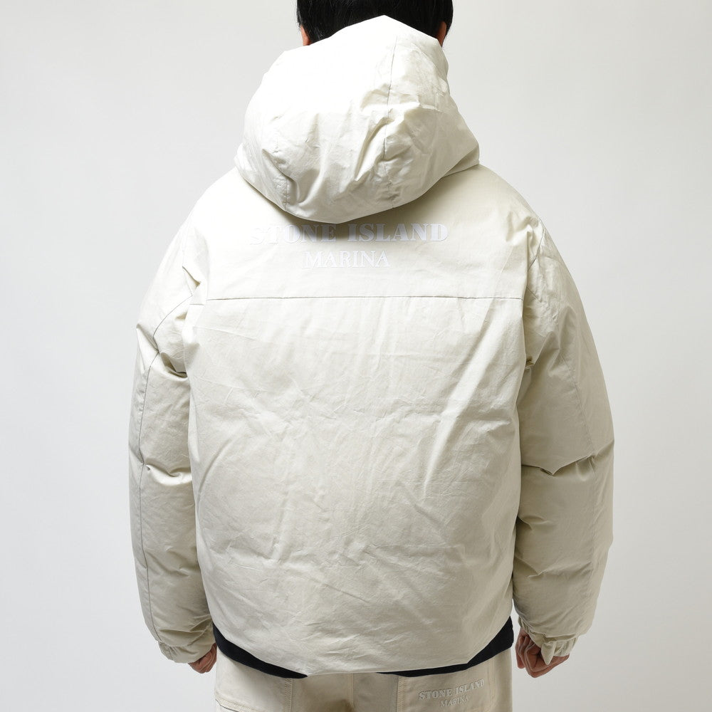 STONE ISLAND(ストーンアイランド)  MARINA ワックスコーティングコットンポプリンフーデッドダウンジャケット 7915424X2