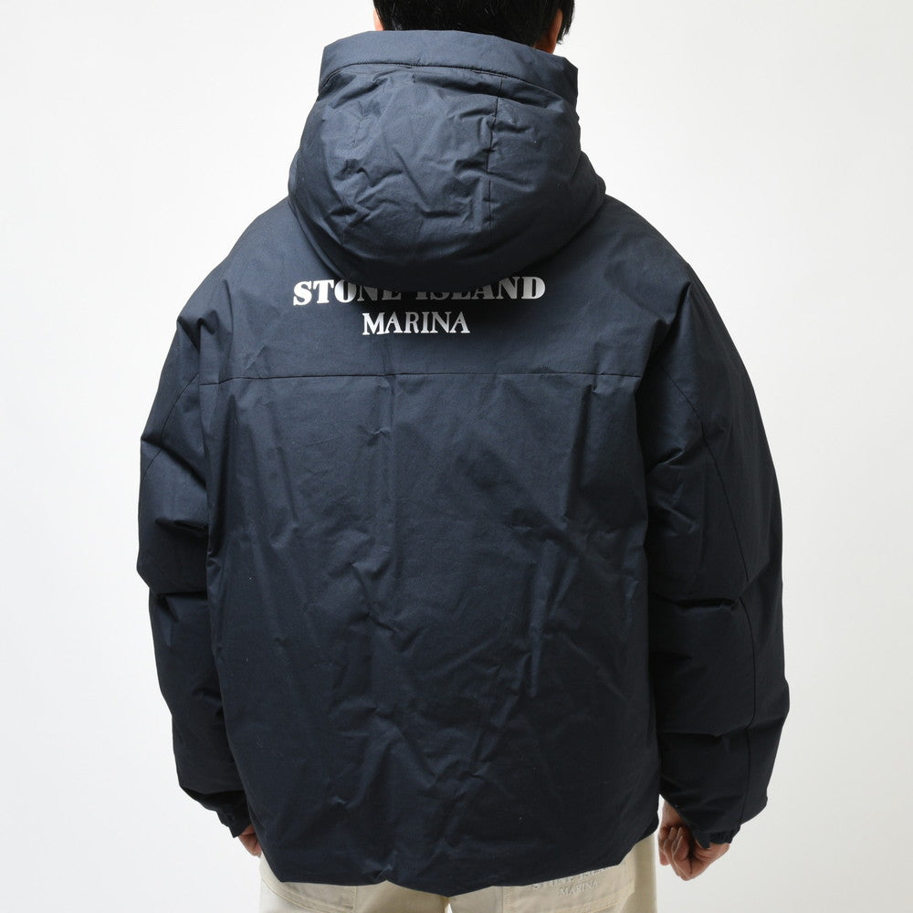 STONE ISLAND(ストーンアイランド)  MARINA ワックスコーティングコットンポプリンフーデッドダウンジャケット 7915424X2