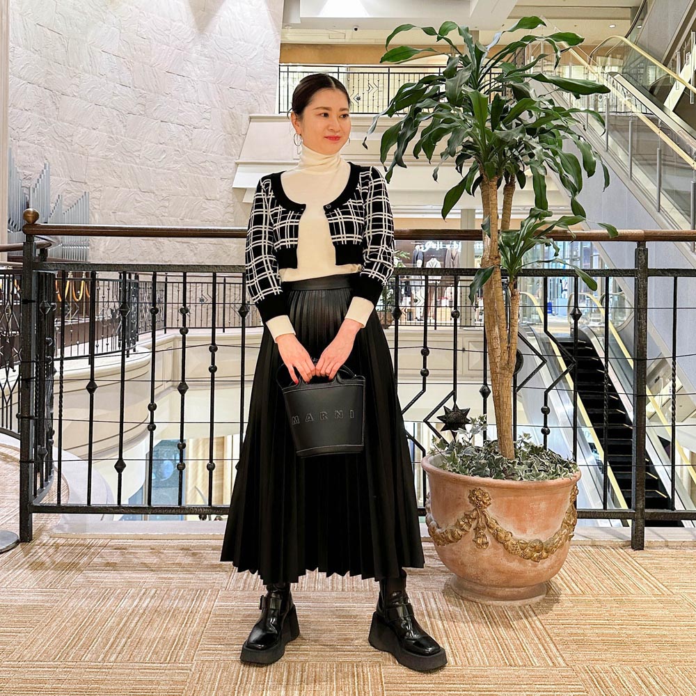 MARNI(マルニ) CDMD0328Q0/UFW526 ウールテクノチェック ショートカーディガン