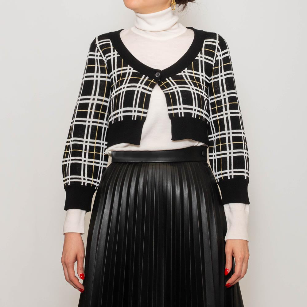 MARNI(マルニ) CDMD0328Q0/UFW526 ウールテクノチェック ショートカーディガン