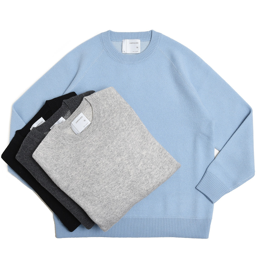UNPAVED（アンペイブド） ダブルジャガードカシミアクルーネックニット KPAV-01