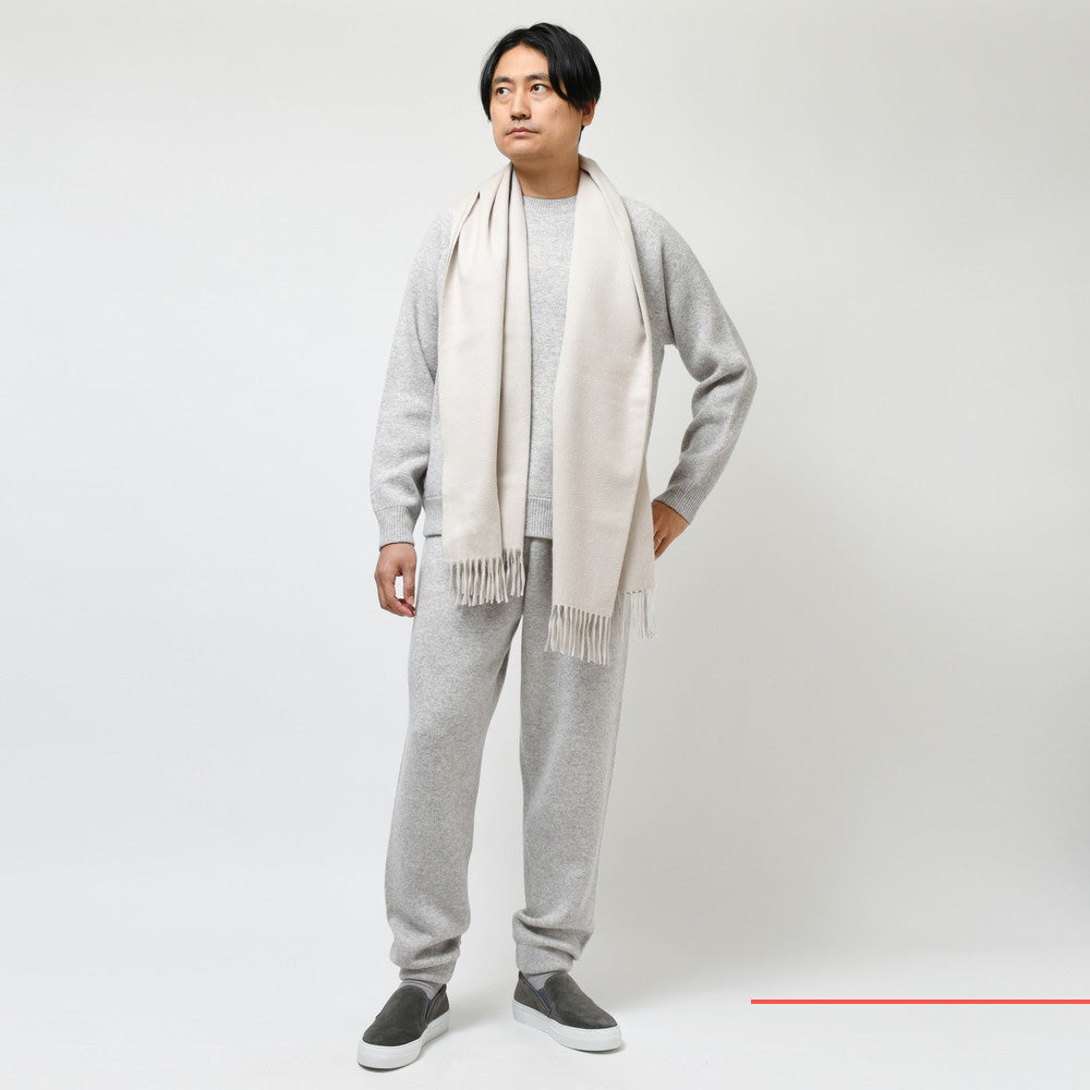 UNPAVED（アンペイブド） ダブルジャガードカシミアクルーネックニット KPAV-01