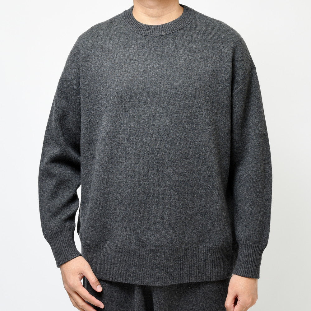 UNPAVED（アンペイブド） ダブルジャガードカシミアオーバーサイズドクルーネックニット KPAV-03