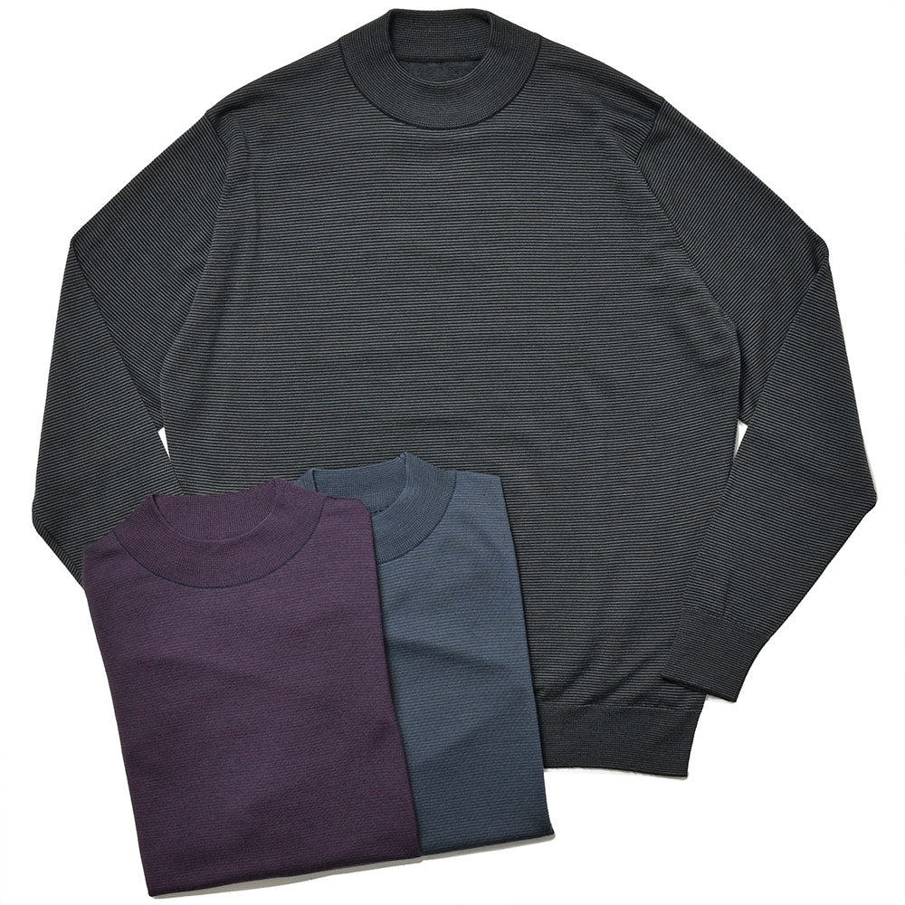 JOHN SMEDLEY ジョンスメドレー A4653 メリノウール 30ゲージ マイクロボーダー モックネック ニット
