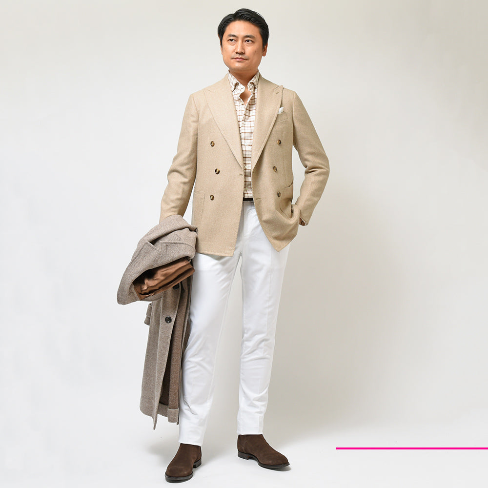 STILE LATINO スティレ ラティーノ LEO キャメル コットン ジャガード ダブル6Bジャケット
