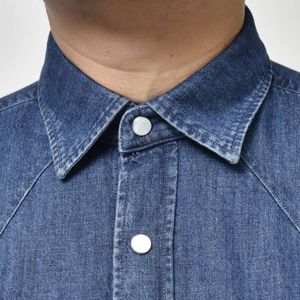 GLANSHIRT（グランシャツ） ウォッシュドコットンデニムウエスタンシャツ 81401(M)
