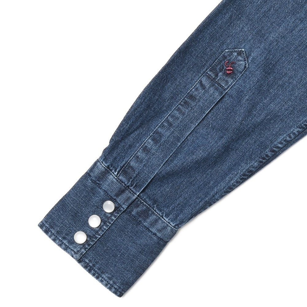 GLANSHIRT（グランシャツ） ウォッシュドコットンデニムウエスタンシャツ 81401(M)
