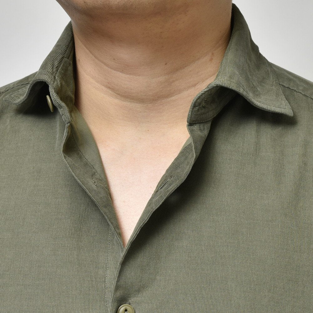 GLANSHIRT（グランシャツ） ガーメントダイコットンコーデュロイカッタウェイワイドカラーシャツ 81422(M)