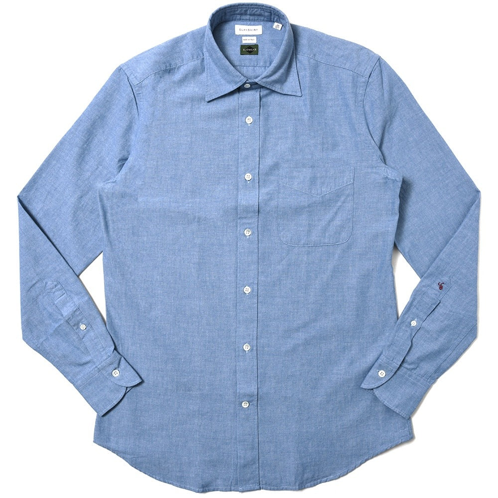 GLANSHIRT（グランシャツ） ウォッシュドコットンシャンブレーワイドカラーシャツ 81400(M)
