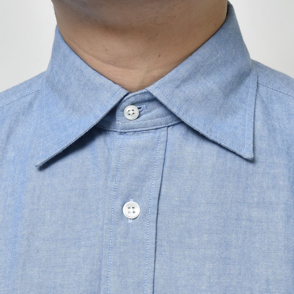GLANSHIRT（グランシャツ） ウォッシュドコットンシャンブレーワイドカラーシャツ 81400(M)