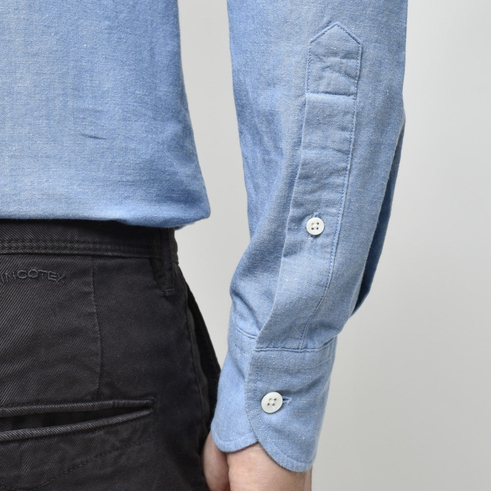 GLANSHIRT（グランシャツ） ウォッシュドコットンシャンブレーワイドカラーシャツ 81400(M)