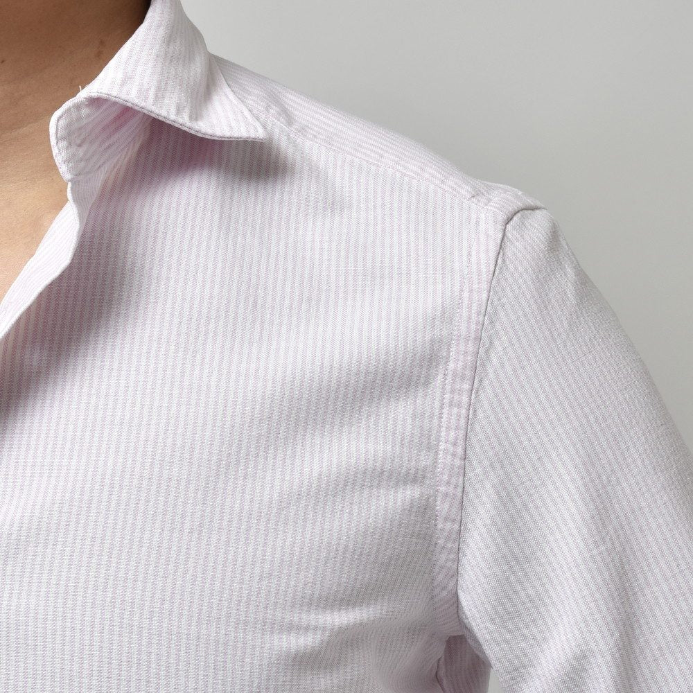 GLANSHIRT（グランシャツ） コットンオックスフォードロンドンストライプワイドカラーシャツ 81406