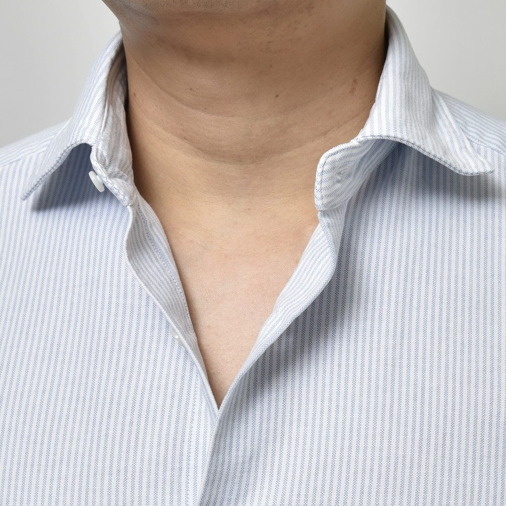 GLANSHIRT（グランシャツ） コットンオックスフォードロンドンストライプワイドカラーシャツ 81406