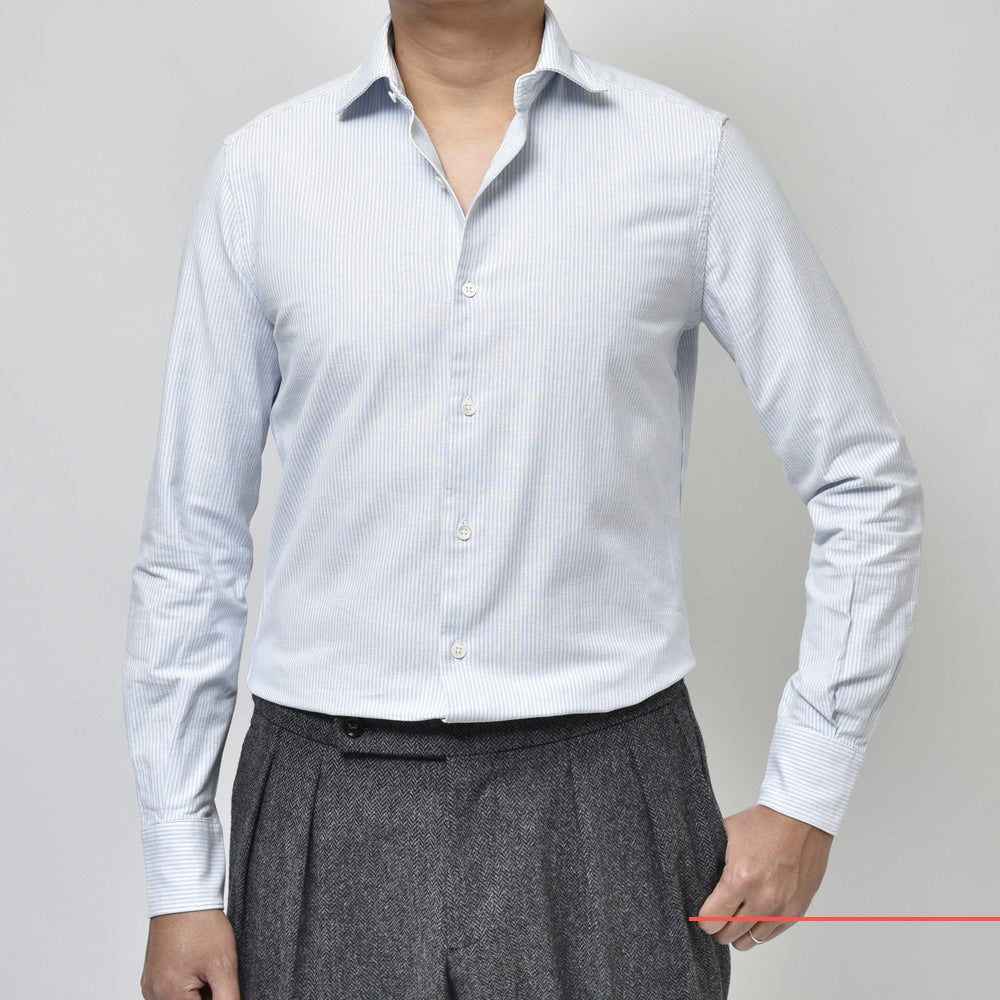 GLANSHIRT（グランシャツ） コットンオックスフォードロンドンストライプワイドカラーシャツ 81406
